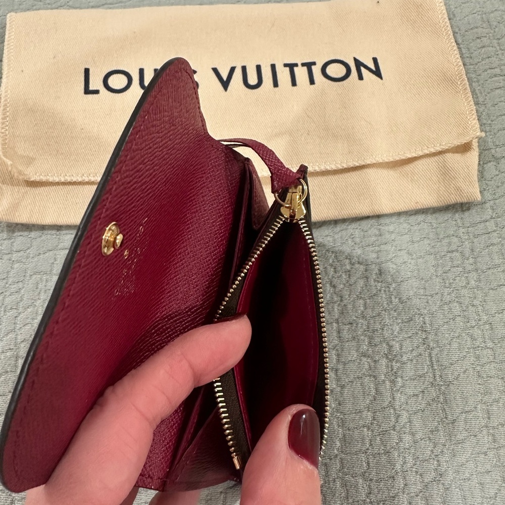 Louis Vuitton Dark Brown Monogram Coin Purse with Red Button - Picture 6 of 11
